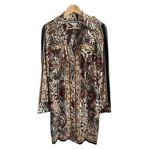 Cache Womens Button Down long Sleeve Dress